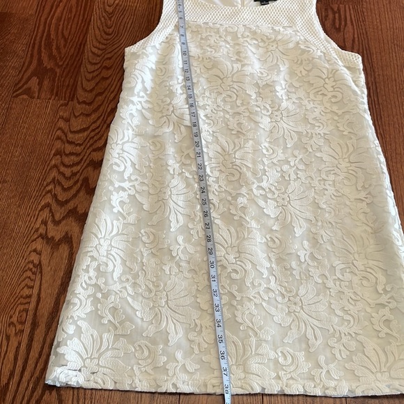 Tribalfemme white dress lattice embroidered on sheer overlay sleeveless shift 14 - Picture 14 of 16